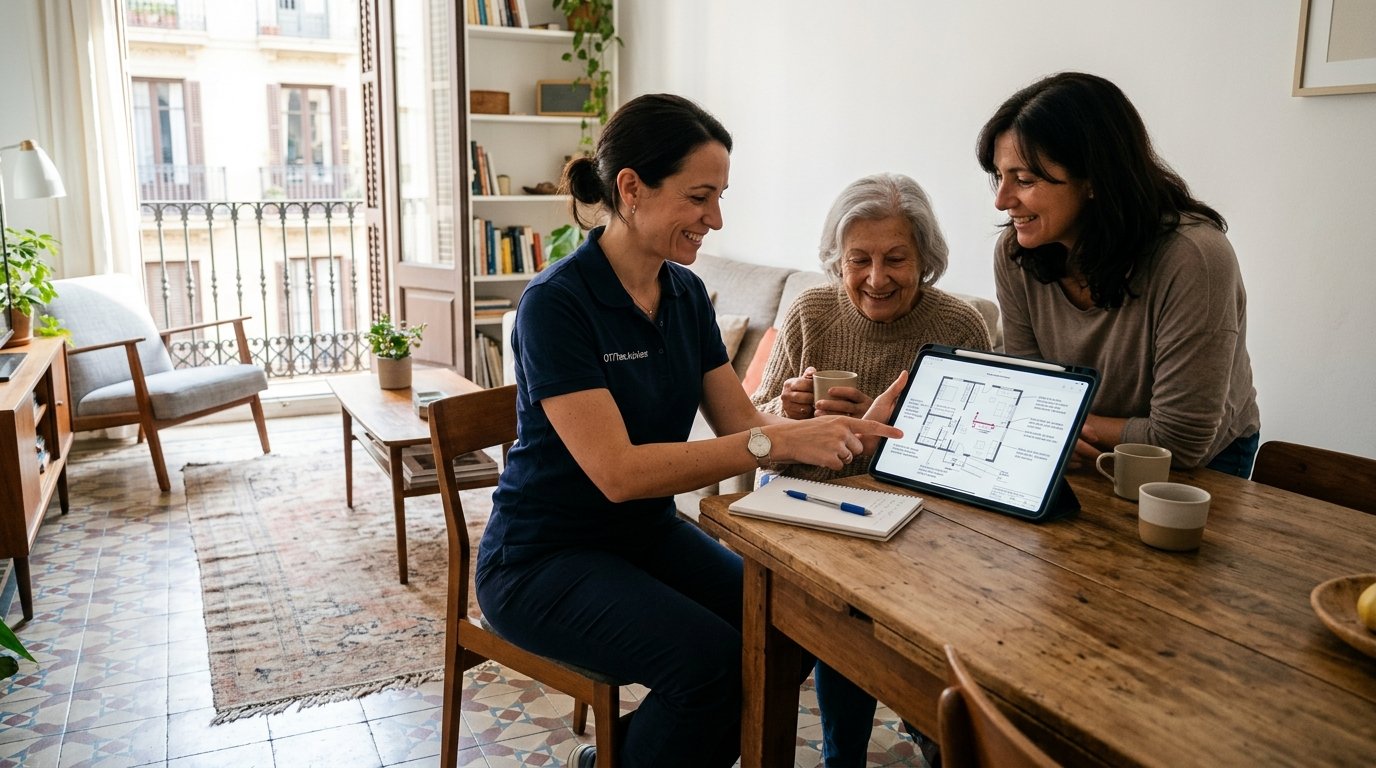 Asesora técnica de T-APOYAMOS en consulta de orientación y adaptación del hogar con una familia en Barcelona